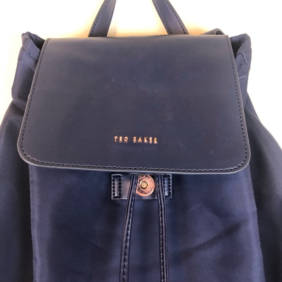 Ted Baker Nylon Drawstring Navy Backpack